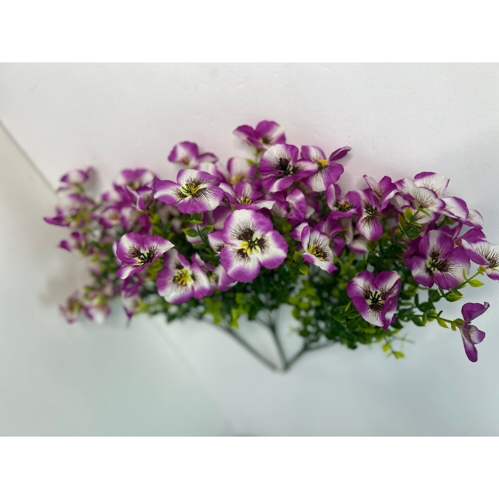 Artificial raspberry and white pansy flowers for home decor a set of 3 bushes